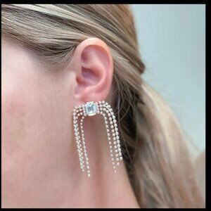 Pearl & Rhinestone Dangle Earrings